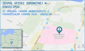 II ODDZIAŁ CHORÓB WEWNĘTRZNYCH Z PODODDZIAŁEM CHORÓB PŁUC - ZESPÓŁ OPIEKI ZDROWOTNEJ W OŚWIĘCIMIU - UL. WYSOKIE BRZEGI 4,  OŚWIĘCIM