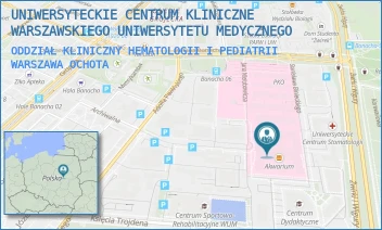 ODDZIAŁ KLINICZNY HEMATOLOGII I PEDIATRII - UNIWERSYTECKIE CENTRUM KLINICZNE WARSZAWSKIEGO UNIWERSYTETU MEDYCZNEGO - ŻWIRKI I WIGURY 63A,  WARSZAWA OCHOTA