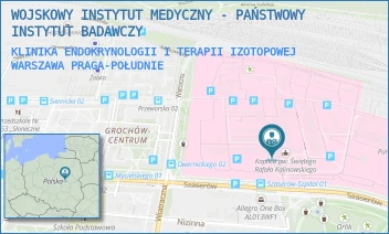 KLINIKA ENDOKRYNOLOGII I TERAPII IZOTOPOWEJ - WOJSKOWY INSTYTUT MEDYCZNY - PAŃSTWOWY INSTYTUT BADAWCZY - SZASERÓW 128,  WARSZAWA PRAGA-POŁUDNIE