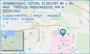 KLINIKA PEDIATRII I HEMATO - ONKOLOGII  DZIECIĘCEJ - UNIWERSYTECKI SZPITAL KLINICZNY NR 1 IM. PROF. TADEUSZA SOKOŁOWSKIEGO PUM W SZCZECINIE - UNII LUBELSKIEJ 1,  SZCZECIN