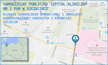 KLINIKA GINEKOLOGII OPERACYJNEJ I ONKOLOGII GINEKOLOGICZNEJ DOROSŁYCH I DZIEWCZĄT - UNIWERSYTECKI SZPITAL KLINICZNY NR 2 PUM W SZCZECINIE - POWSTAŃCÓW WLKP. 72,  SZCZECIN